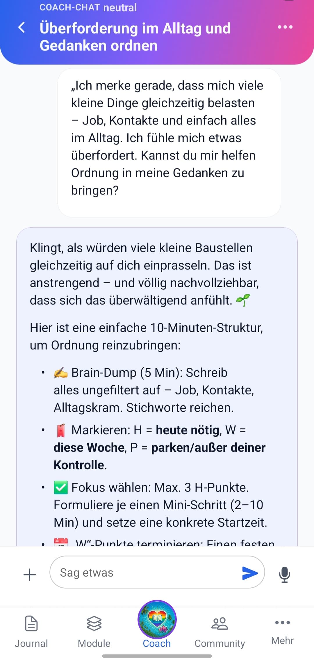 Screenshot des QueerMind-Chats